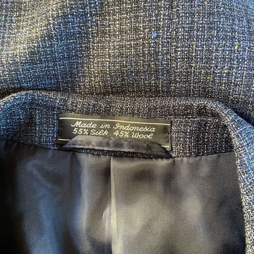 Rodger Stuart Silk Wool Blend Blue Blazer 44L